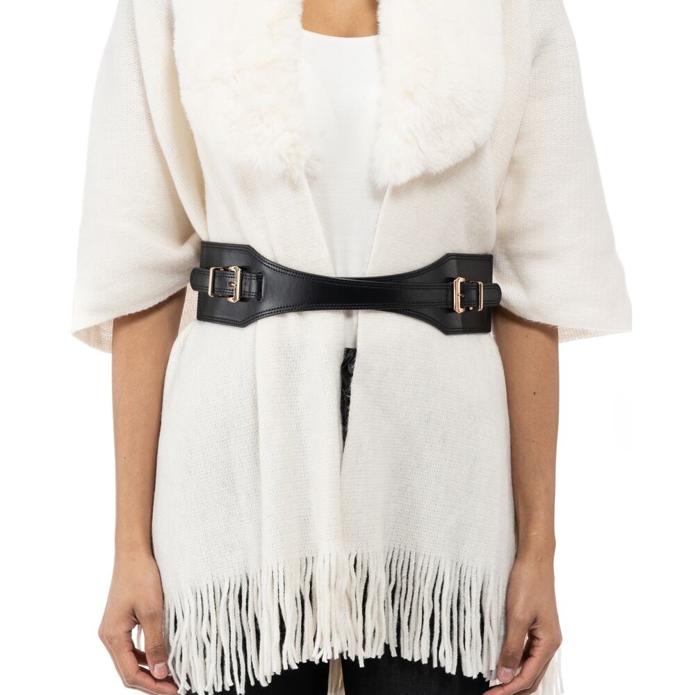 INC Black Buttoned Stretch Belt Size S/M